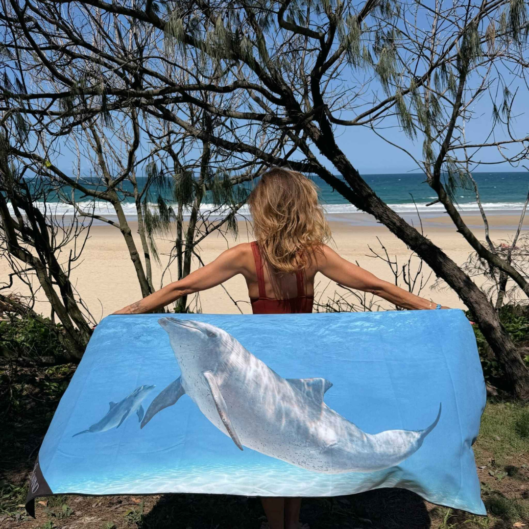 PRE-ORDER: Bottlenose Dolphin & Calf travel towel by Will & Wind