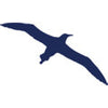 Navy silhouette of an albatross illustration.