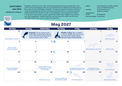 2027 Amazing Oceans calendar featuring an underwater photography of Australia’s marine wildlife by Justin Bruhn. Internal calendar page preview for the month of May.
