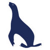 Navy silhouette of an Australian sea lion illustration.