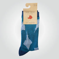 Multicoloured bamboo blend, crew socks by Red Parka with maugean skate pattern.