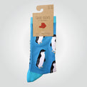 Multicoloured bamboo blend, crew socks by Red Parka with penguin pattern.