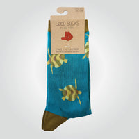 Multicoloured bamboo blend, crew socks by Red Parka with turtle pattern.