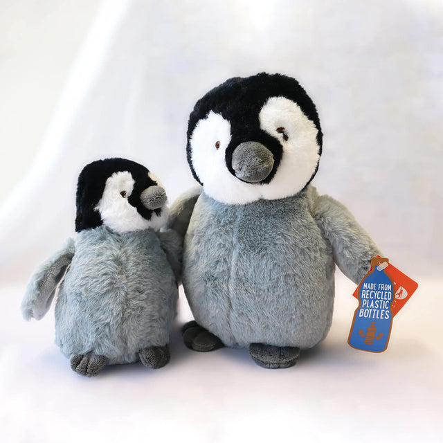 Emperor penguin ‘Eco Mates’ recycled, plush toys (small and large pair).