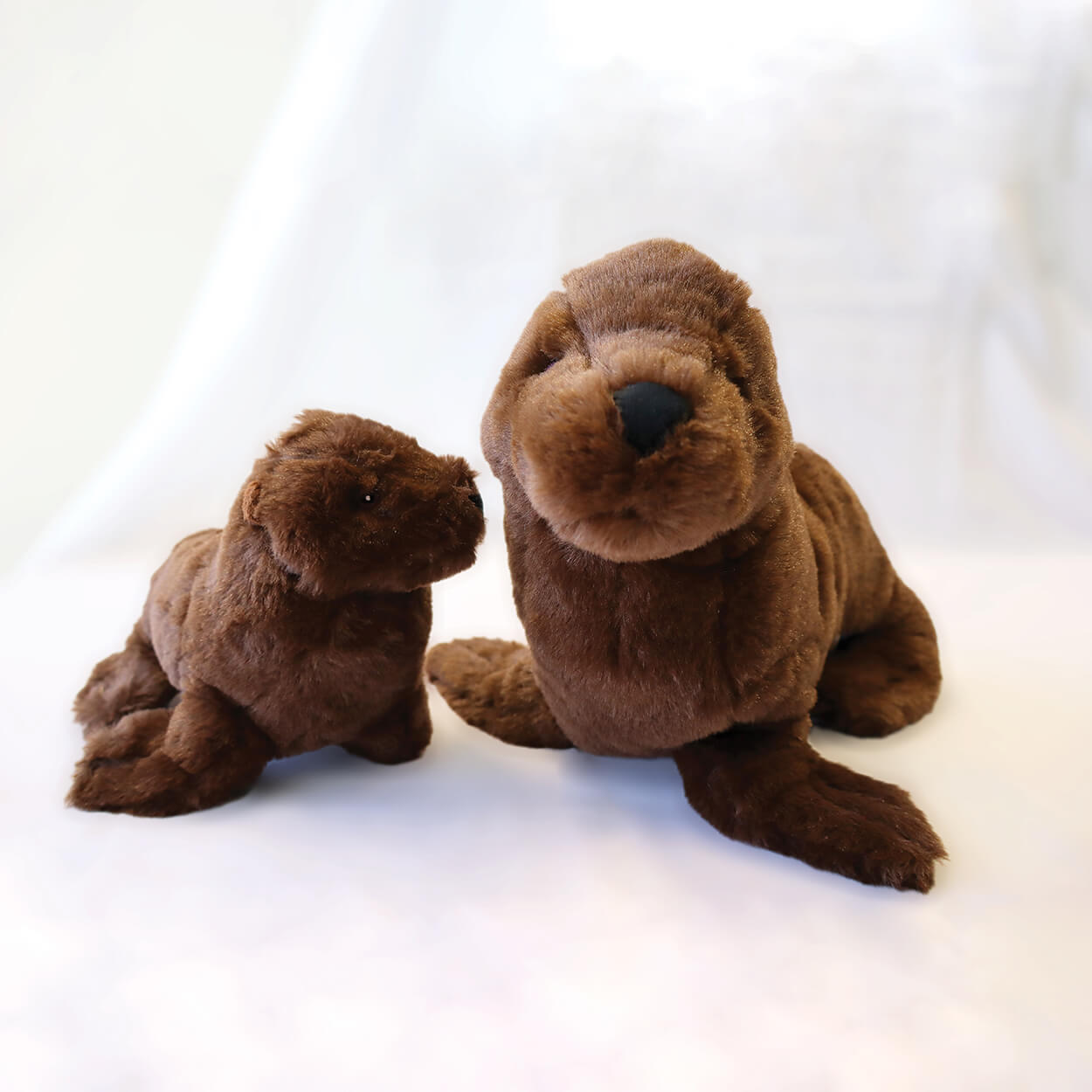 Australian sea lion ‘Eco Mates’ recycled, plush toys (small and large pair).