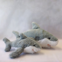 Great white shark ‘Eco Mates’ recycled, plush toys (small and large pair).