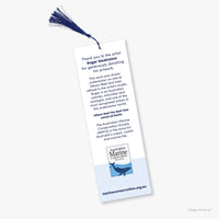 Ellison Reef bookmark with a blue tassel and the Australian Marine Conservation Society logo (back).