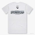 Ellison Reef white, organic cotton t-shirt featuring printed artwork by Roger Swainston and the Australian Marine Conservation Society logo (back).