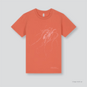 Fragile Oceans bright orange, organic cotton kids t-shirt with a screen print of an octopus.