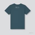 Fragile Oceans deep teal, organic cotton kids t-shirt (back) with a screen print of the Australian Marine Conservation Society's logo.