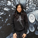 Fragile Oceans black sweatshirt with whale shark screen print worn by our AMCS team.