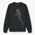 Fragile Oceans black, organic cotton sweatshirt with a light grey screen print of a whale shark.