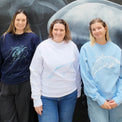 Fragile Oceans sweatshirt with marine wildlife screen prints worn by our AMCS team.