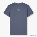 GoodFish organic cotton grey-blue t-shirt with a white screen print of the GoodFish logo (back).