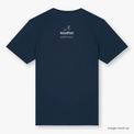 GoodFish organic cotton french navy t-shirt with a white print of the GoodFish logo (back).