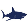 Navy silhouette of a shark illustration.