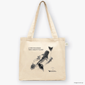 Natural canvas tote bags featuring screen-printed monochrome artwork of marine wildlife by Guy Shoval, together with the AMCS vision statement: "A thriving ocean for a healthy planet".
