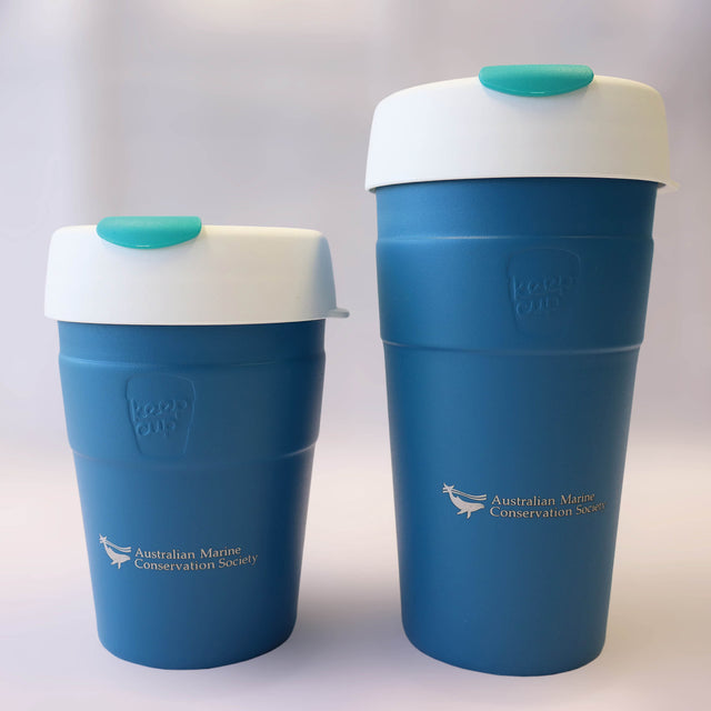 Two reusable, thermal travel cups by KeepCup in blue kingfisher. 
