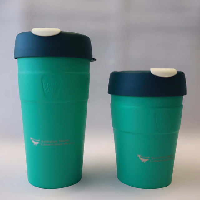 Two reusable, thermal travel cups by KeepCup in percy green. 