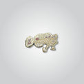 Lapel pin of a spotted handfish by Red Parka. 
