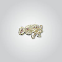 Lapel pin of a spotted handfish by Red Parka. 