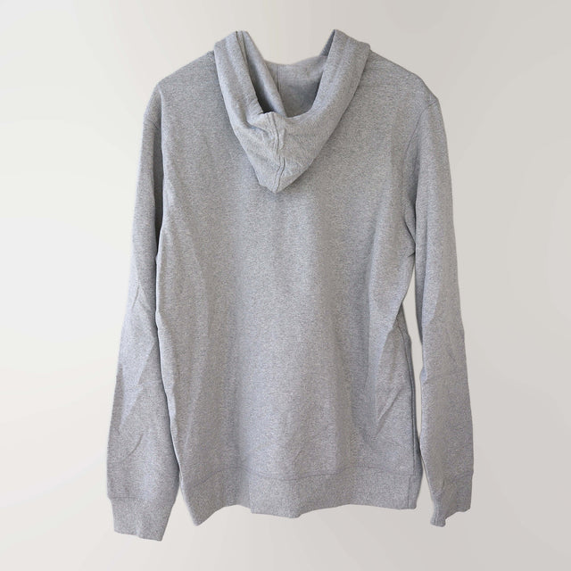 ‘Marine’ light heathered grey drawcord hoodie (back).