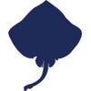 Navy silhouette of a Maugean skate illustration.