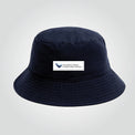 Ocean Icons recycled, navy bucket hat embroidered with AMCS logo (horizontal orientation of the logo).