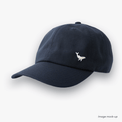 Navy-coloured Ocean Icons Dad cap with humpback whale embroidery on the side.