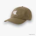 Sand/khaki coloured Ocean Icons Dad cap with humpback manta ray embroidery.