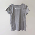 Ocean Love v-neck grey t-shirt (back) with a yellow octopus print, made from recycled materials.