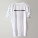 Retro crew neck white t-shirt (back) with our colourful retrospective logo print.