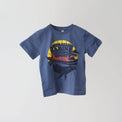 Retro crew neck blue kids t-shirt with our colourful retrospective logo print. 