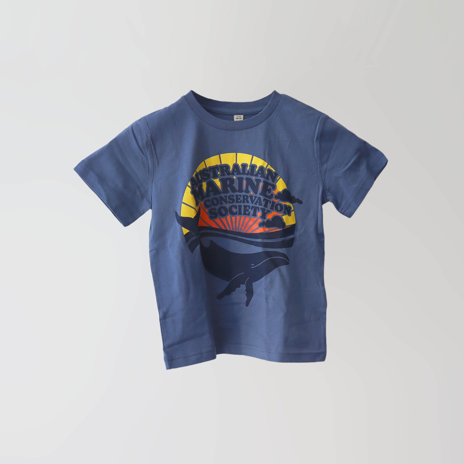 Retro crew neck blue kids t-shirt with our colourful retrospective logo print. 