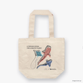 A natural canvas tote bag featuring screen-printed artwork of whale sharks and a manta ray by Guy Shoval, together with the AMCS vision statement: "A thriving ocean for a healthy planet".