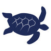 Navy silhouette of a turtle illustration.