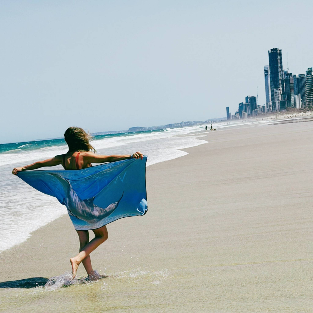 PRE-ORDER: Bottlenose Dolphin & Calf travel towel by Will & Wind